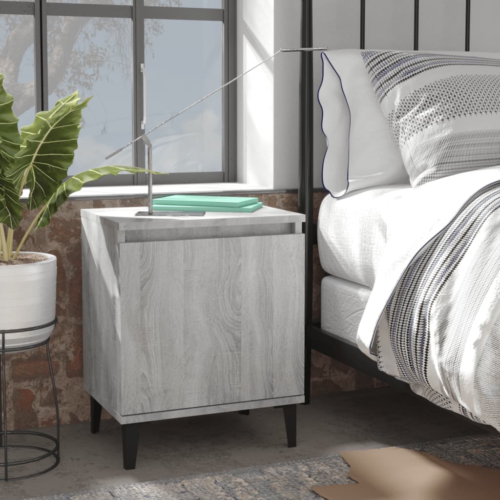 Comodini Con Gambe In Metallo Grigio Sonoma 40x30x50 cm