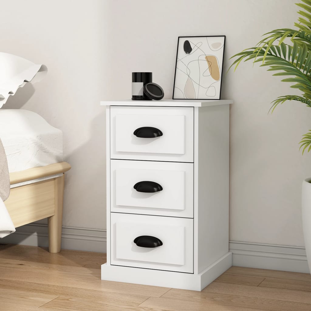 Comodino Bianco 39x39x67 Cm In Legno Multistrato
