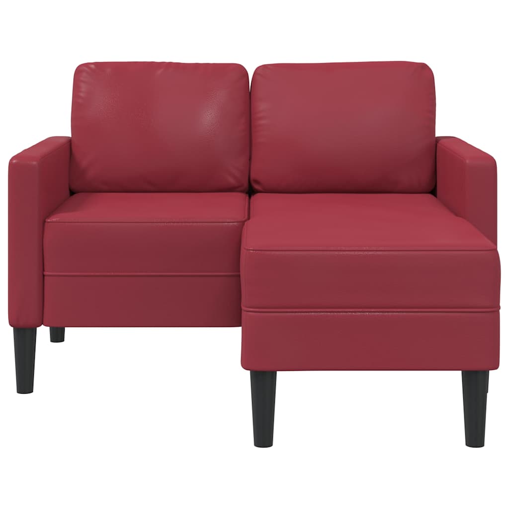 Divano 2 Posti Con Chaise A L Rosso Vino 125 Cm In Similpelle - Image 3