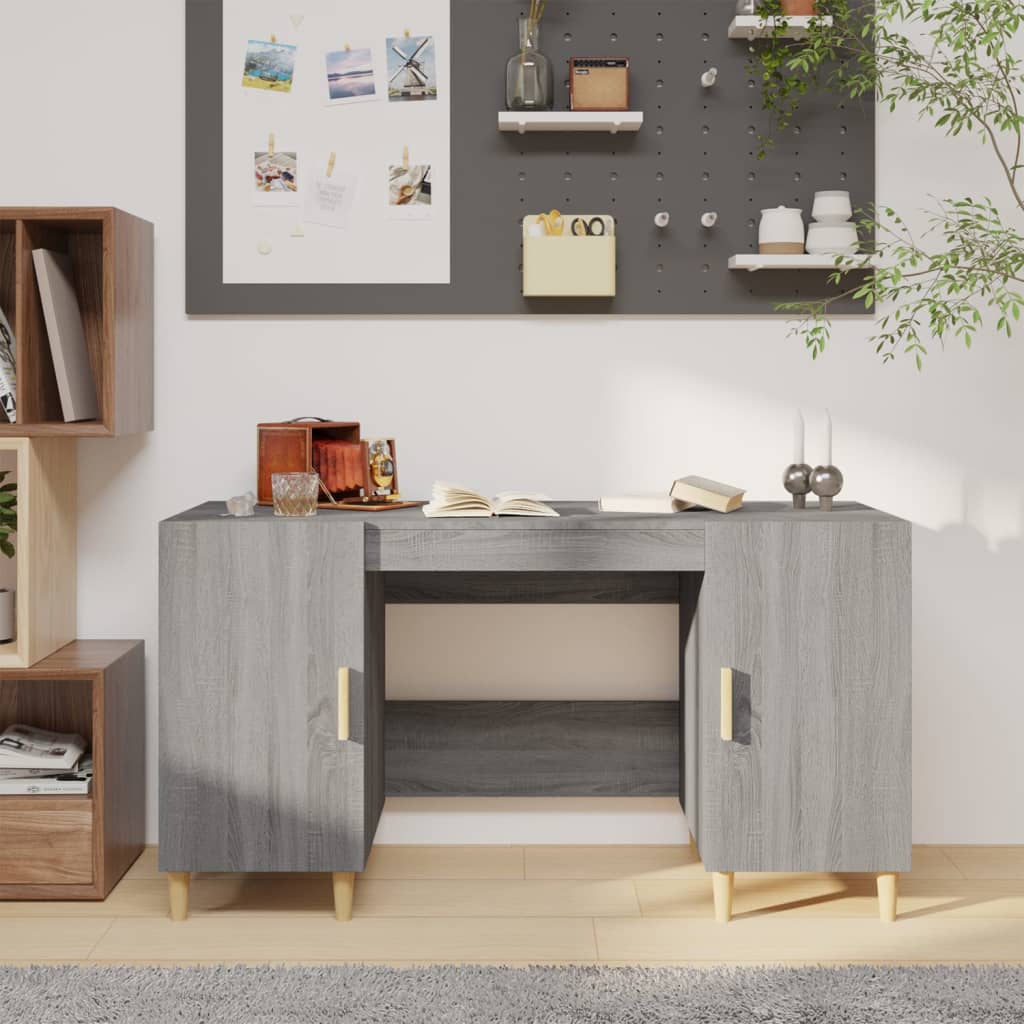 Scrivania Grigio Sonoma 140x50x75 Cm In Legno Multistrato