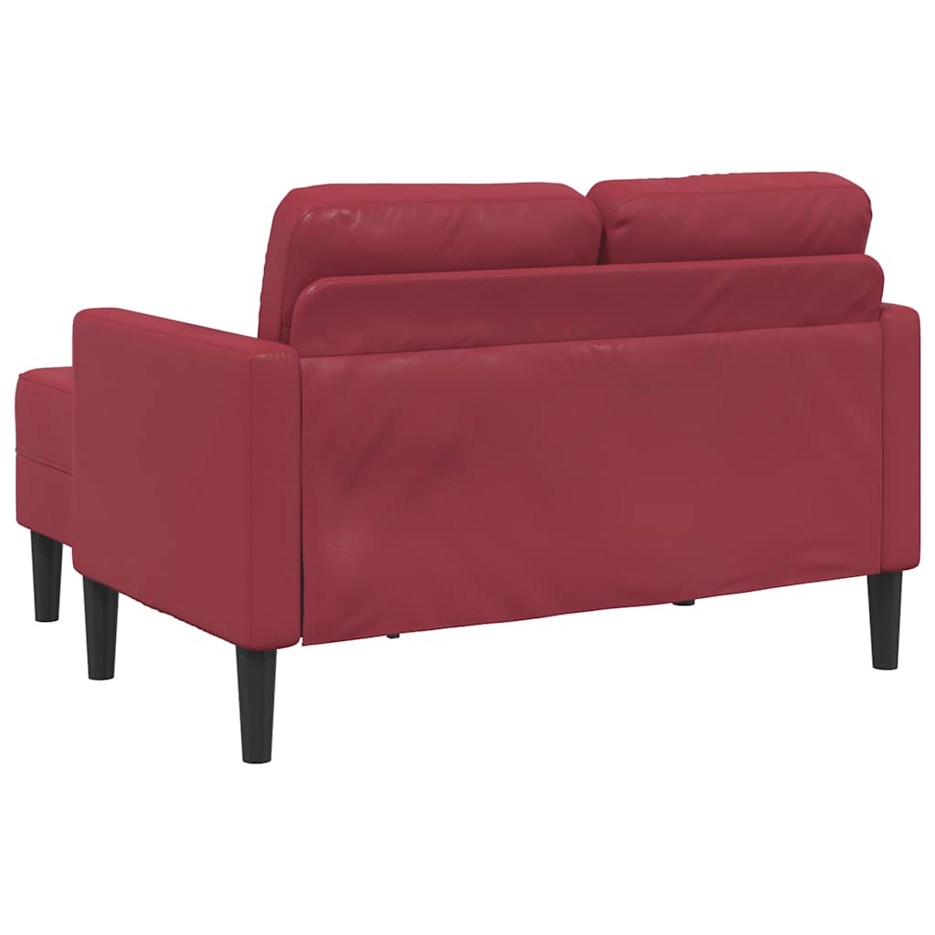 Divano 2 Posti Con Chaise A L Rosso Vino 125 Cm In Similpelle - Image 4