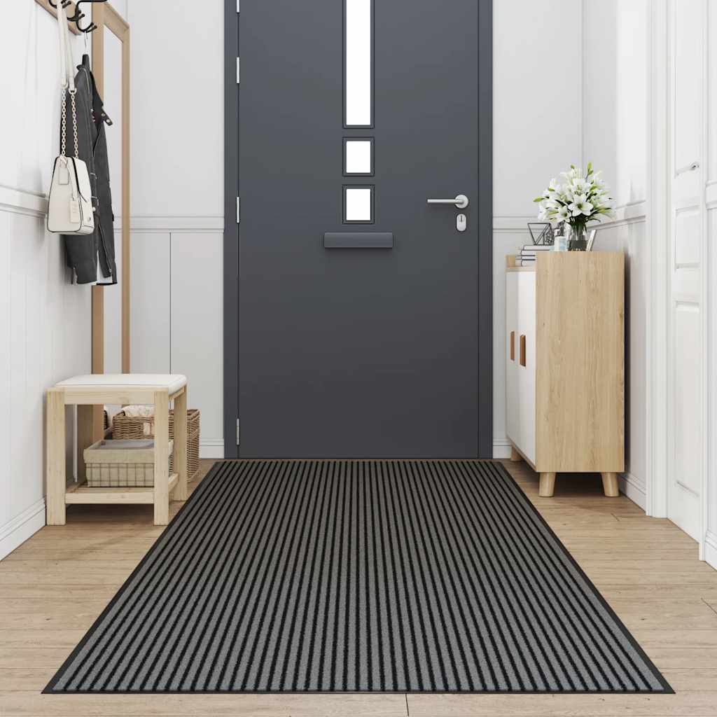 Zerbino A Strisce Nere E Grigie 115x300 cm