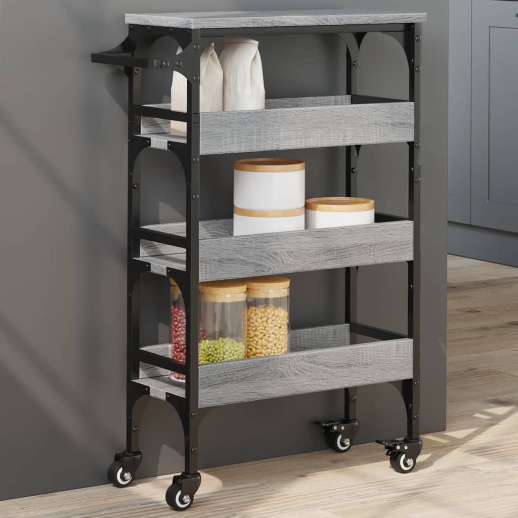 Carrello Da Cucina Grigio Sonoma 53x20x76 Cm Legno Multistrato