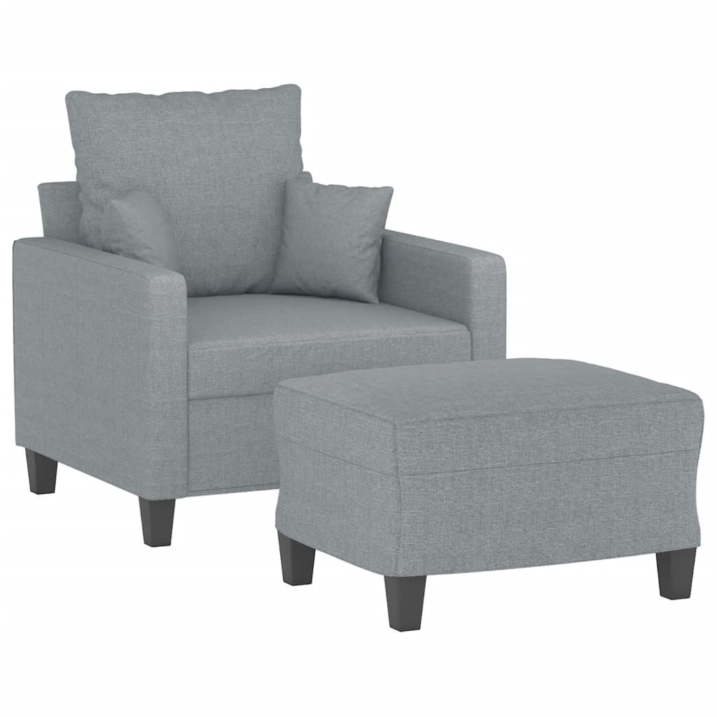 Poltrona Con Poggiapiedi Grigio Chiaro 60 Cm In Tessuto - Image 3