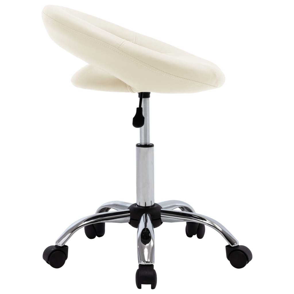 Sedia Da Lavoro Con Ruote Crema In Similpelle - Image 3