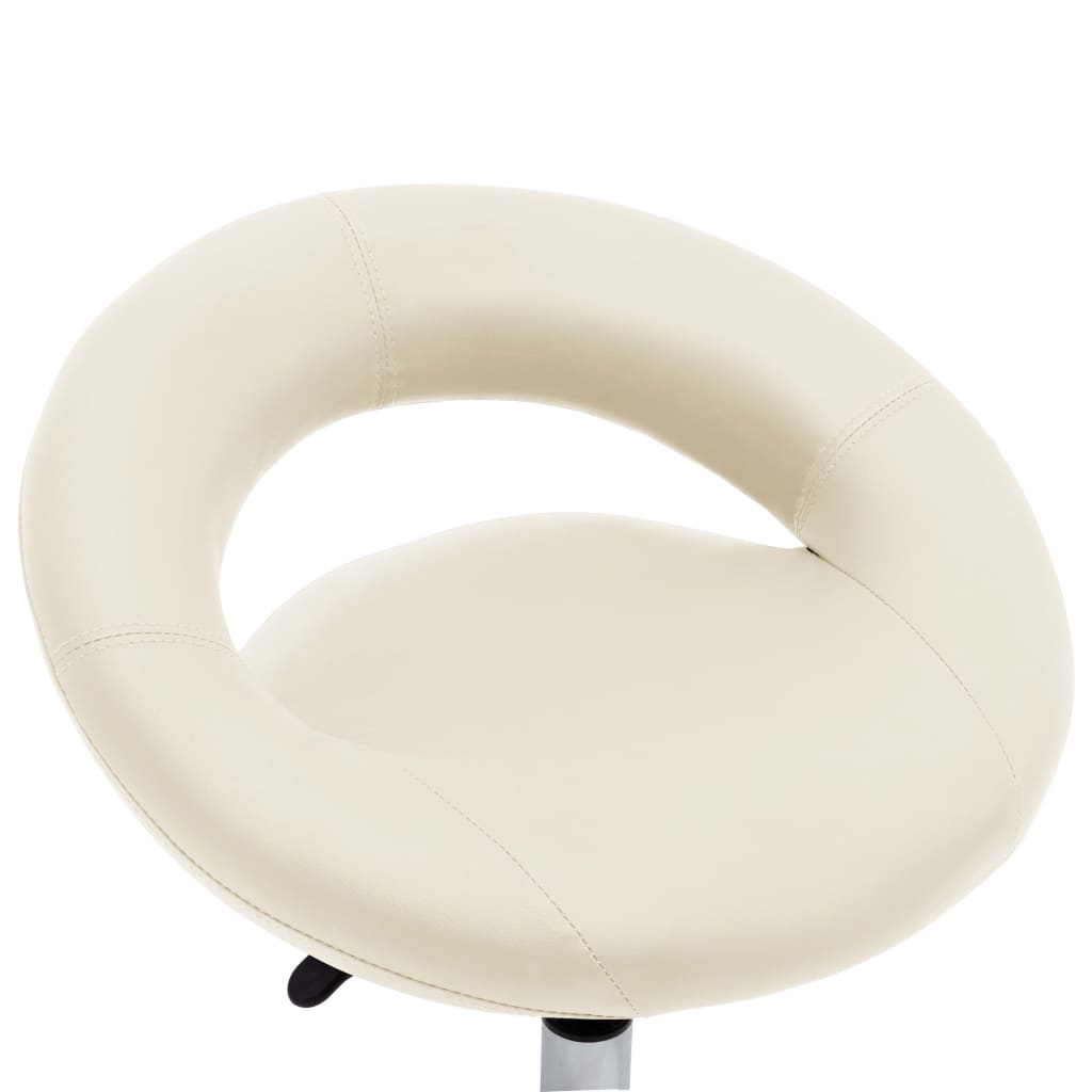 Sedia Da Lavoro Con Ruote Crema In Similpelle - Image 5