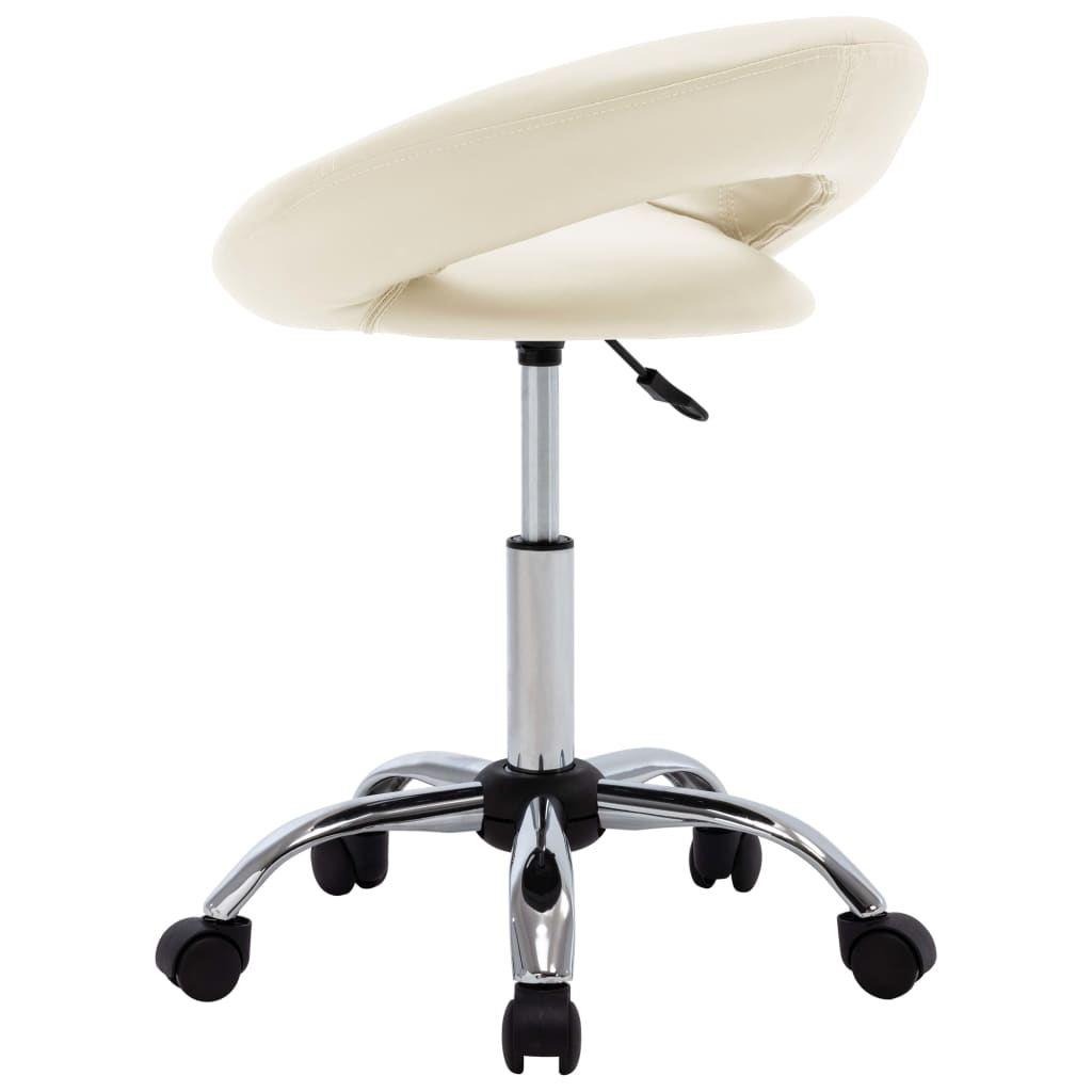Sedia Da Lavoro Con Ruote Crema In Similpelle - Image 4
