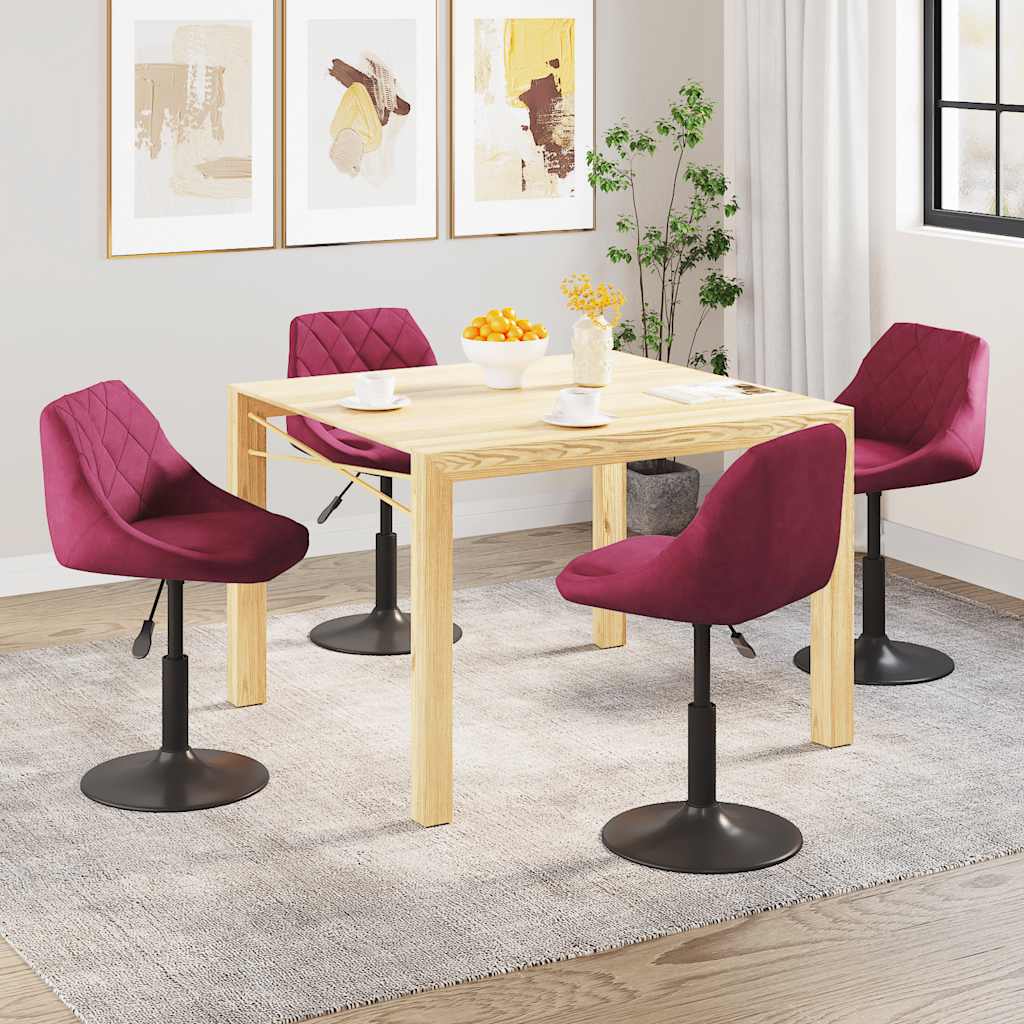 Sedie Da Pranzo Girevoli 4 Pz Rosso Vino In Velluto