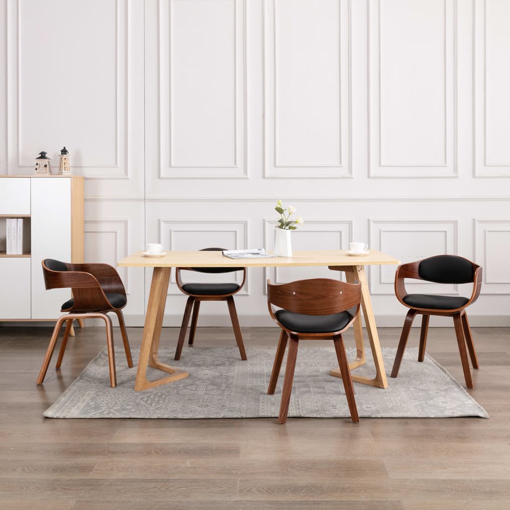 Sedie Da Pranzo 4 Pz In Legno Curvato E Similpelle