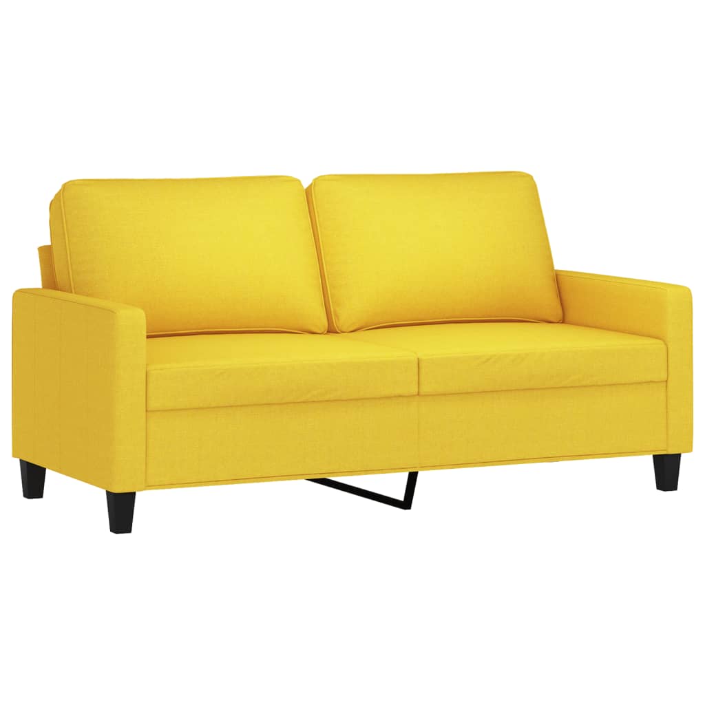 Set Di Divani 3 Pz Con Cuscini Giallo Chiaro In Tessuto - Image 3