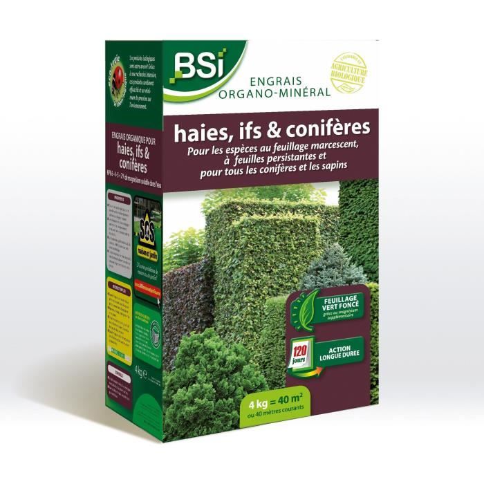 Bsi - Concime Organo Minerale Per Siepi / Tasso / Conifere - Per Tutte Le Conifere O Abeti - 4kg - Fino A 40 M² - Uab