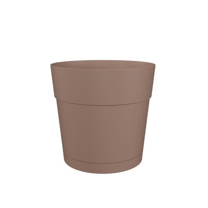 Barattolo Di Fiori E Capri Rotondo Rotondo - Plastica - Serbatoio Dell'acqua - 35 Cm Di Diametro - Taupe - Artevasi