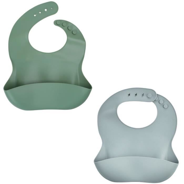 Set Di 2 Bavaglini In Silicone 1 Verde Cactus + 1 Grigio
