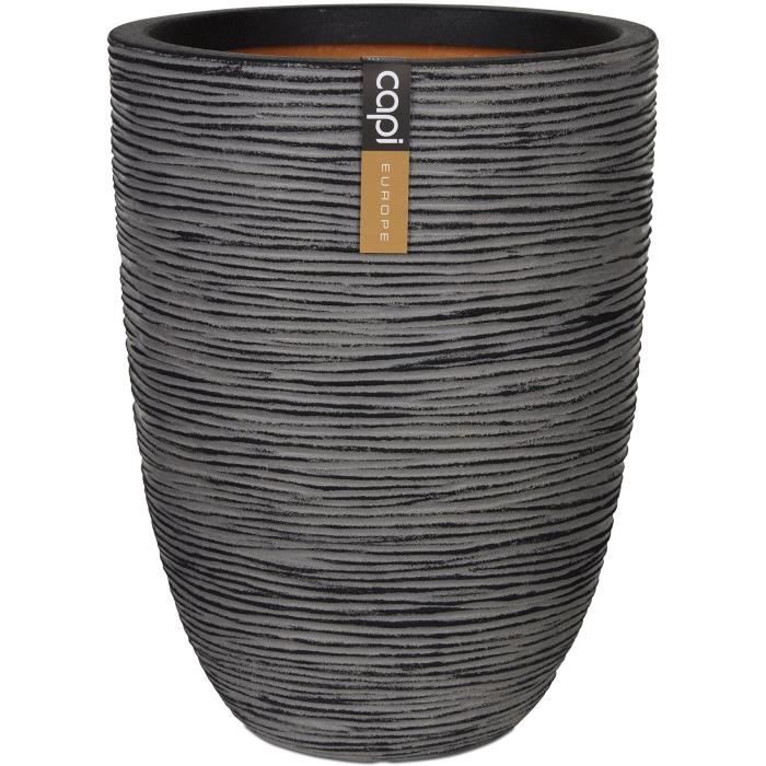 Capi Vaso Da Fiori Nature Rib Elegante Basso 46 X 58 Cm Antracite Kofz783