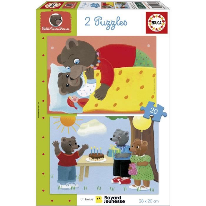 Puzzle - Educa - Orsetto Bruno: Set Di 2 Puzzle Da 20 Pezzi Per Bambini Dai 4 Anni
