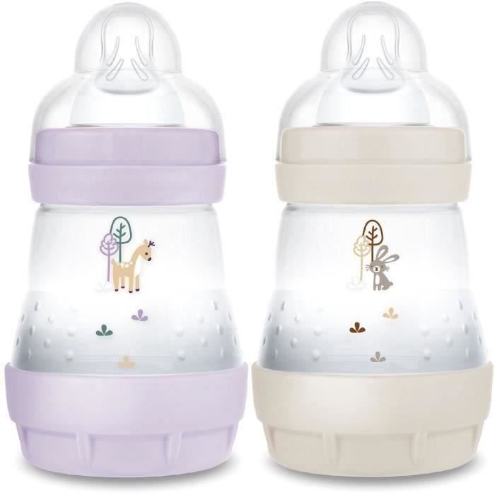 Set 2 Biberon - Mam - Easy Start - AntI-Coliche - 160 Ml - Flusso 1 Tettarella - Lilla + Sabbia