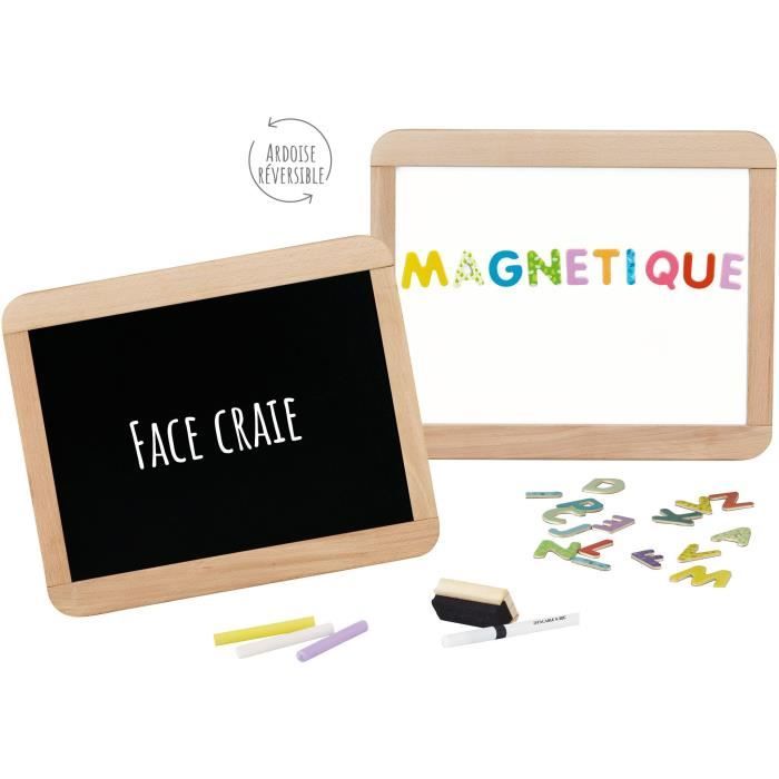 Lavagna In Legno Per La Scuola - Jeujura - Magnetica Bifacciale: Gesso E Pennarello Cancellabile