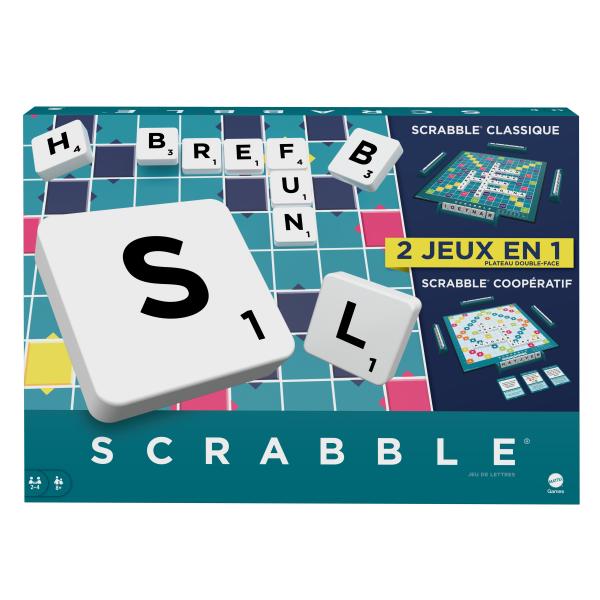 Mattel Games - Classico Scrabble 2 In 1 Con Tabellone Reversibile - Gioco Da Tavolo - Da 8 Anni In su