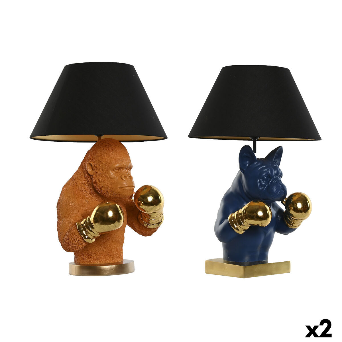 Lampada Da Tavolo Home Esprit Azzurro Nero Arancio Dorato Resina 50 W 220 V 36 X 36 X 55 Cm (2 Unità)