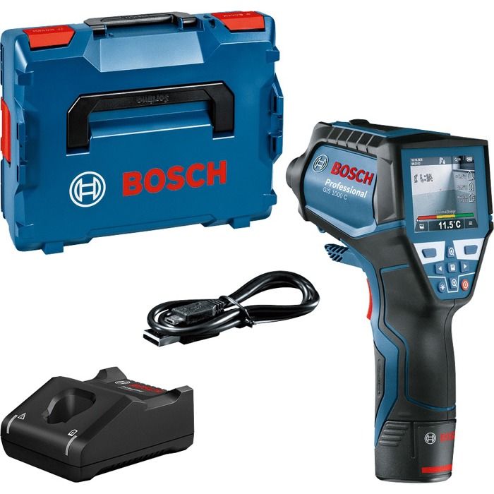 Rilevatore Di Calore Bosch Professional Gis 1000 C Con Batteria Da 12 V 2,0 Ah, Scheda Quickstart, Cavo Usb, In L-Boxx - 0601083301