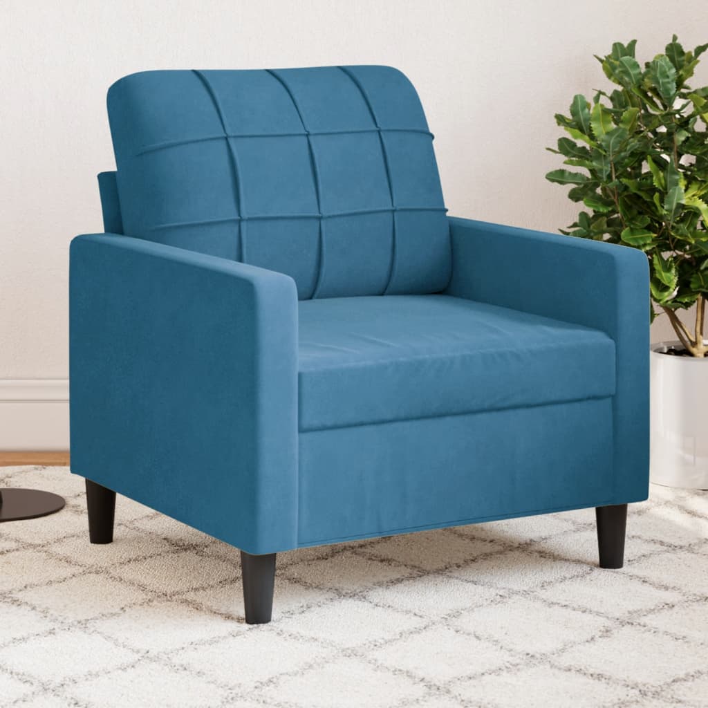 Poltrona Blu 60 Cm Velluto