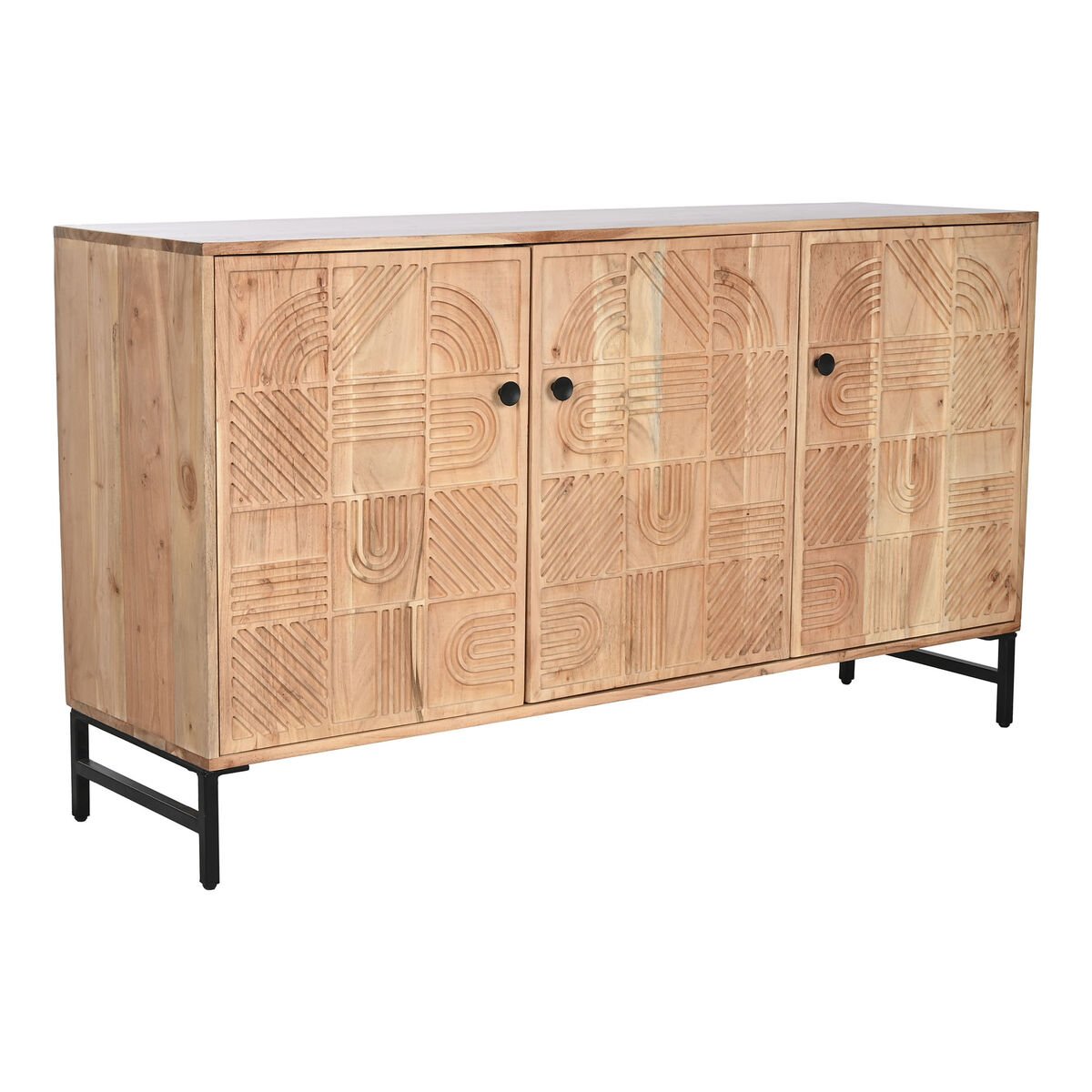 Credenza Home Esprit Marrone Nero Metallo Acacia 145 X 40 X 80 cm