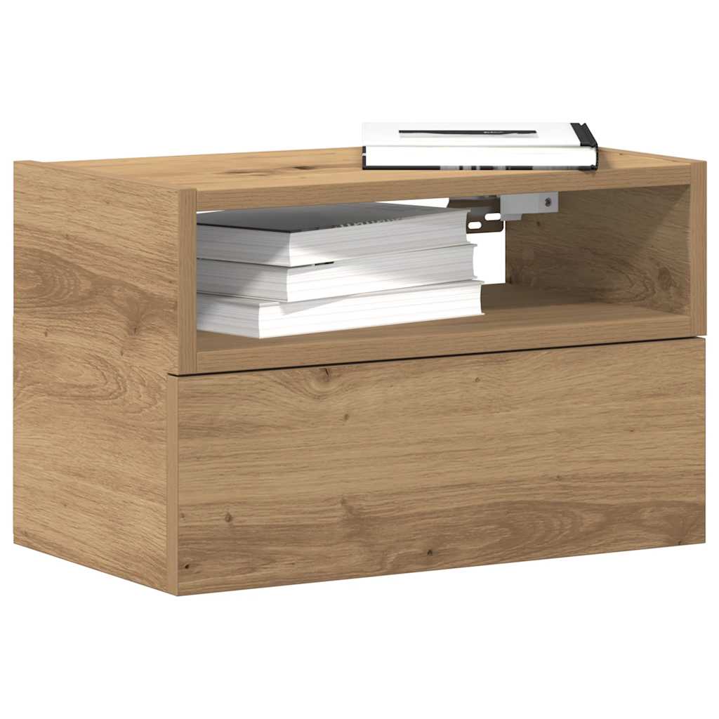 Comodino A Muro Rovere Artigianale 45x26x28,5 cm