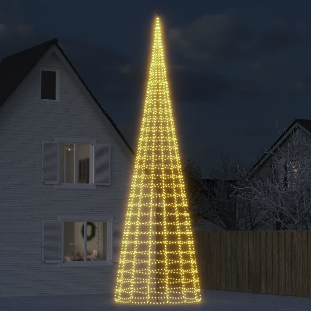 Albero Di Natale A Led Su Pennone 3000 Led Bianco Caldo 800 cm