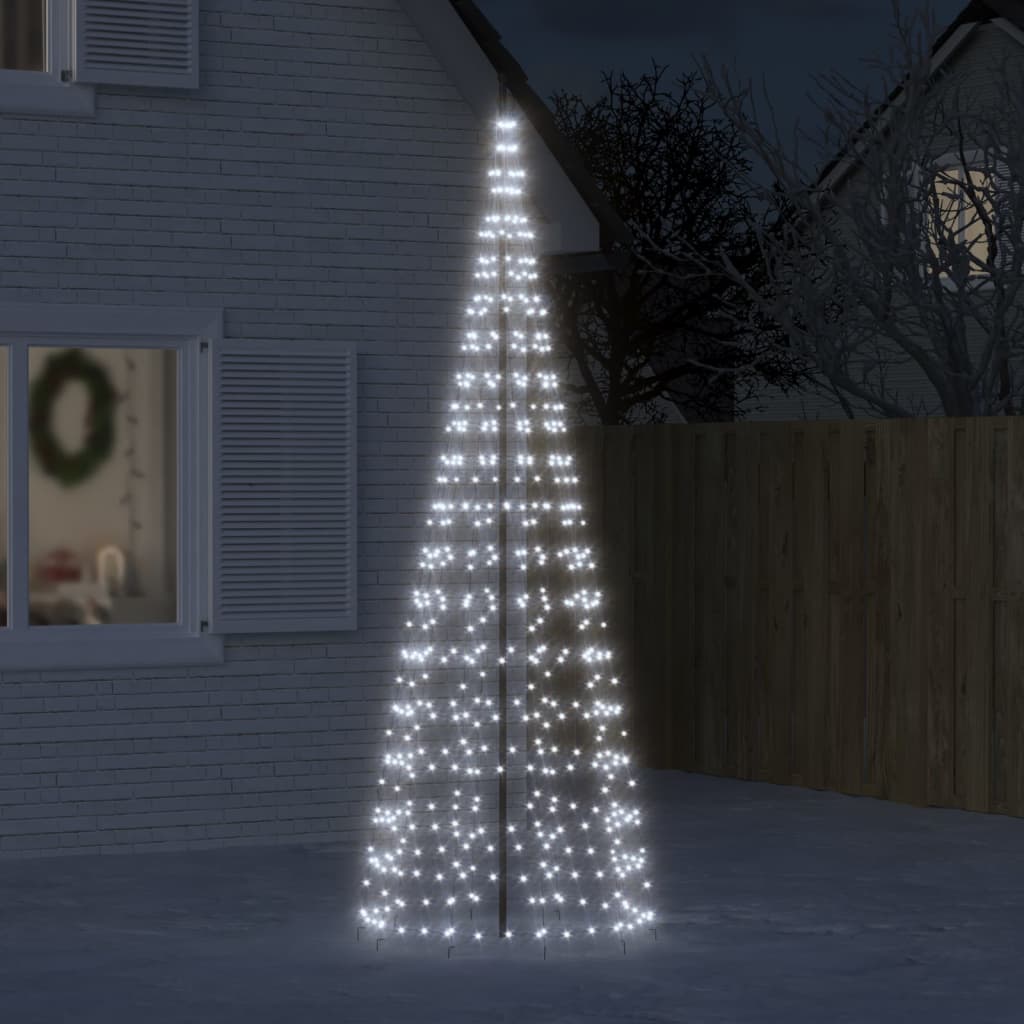 Albero Di Natale A Led Su Pennone 550 Led Bianco Freddo 300 cm