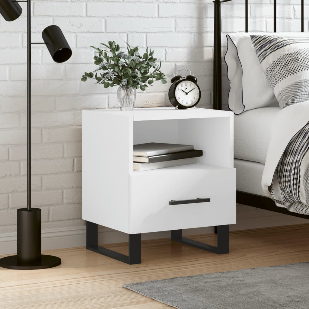 Comodino Bianco 40x35x47,5 Cm In Legno Multistrato