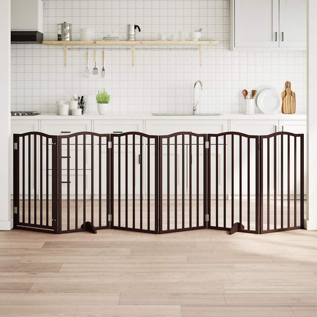 Cancello Cani Pieghevole Rovere Marrone 6 Pannelli 300cm Pioppo