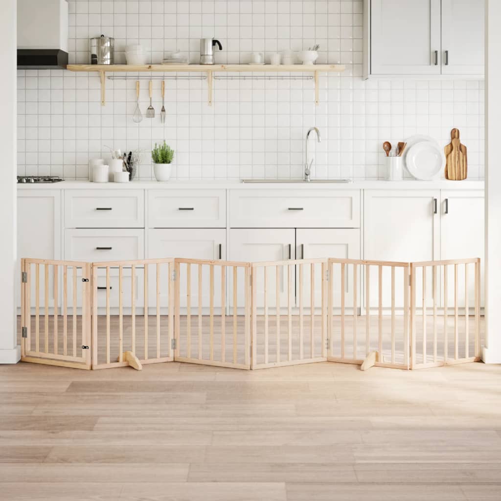 Cancelletto Per Cani Con Porta Pieghevole 6 Pannelli 300 Cm In Legno Di Pioppo