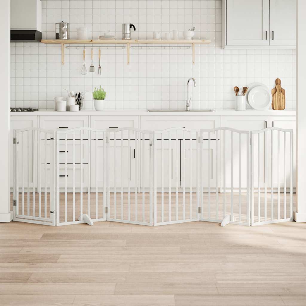 Cancello Cani Porta Pieghevole Bianco 6 Pannelli 300 Cm Pioppo