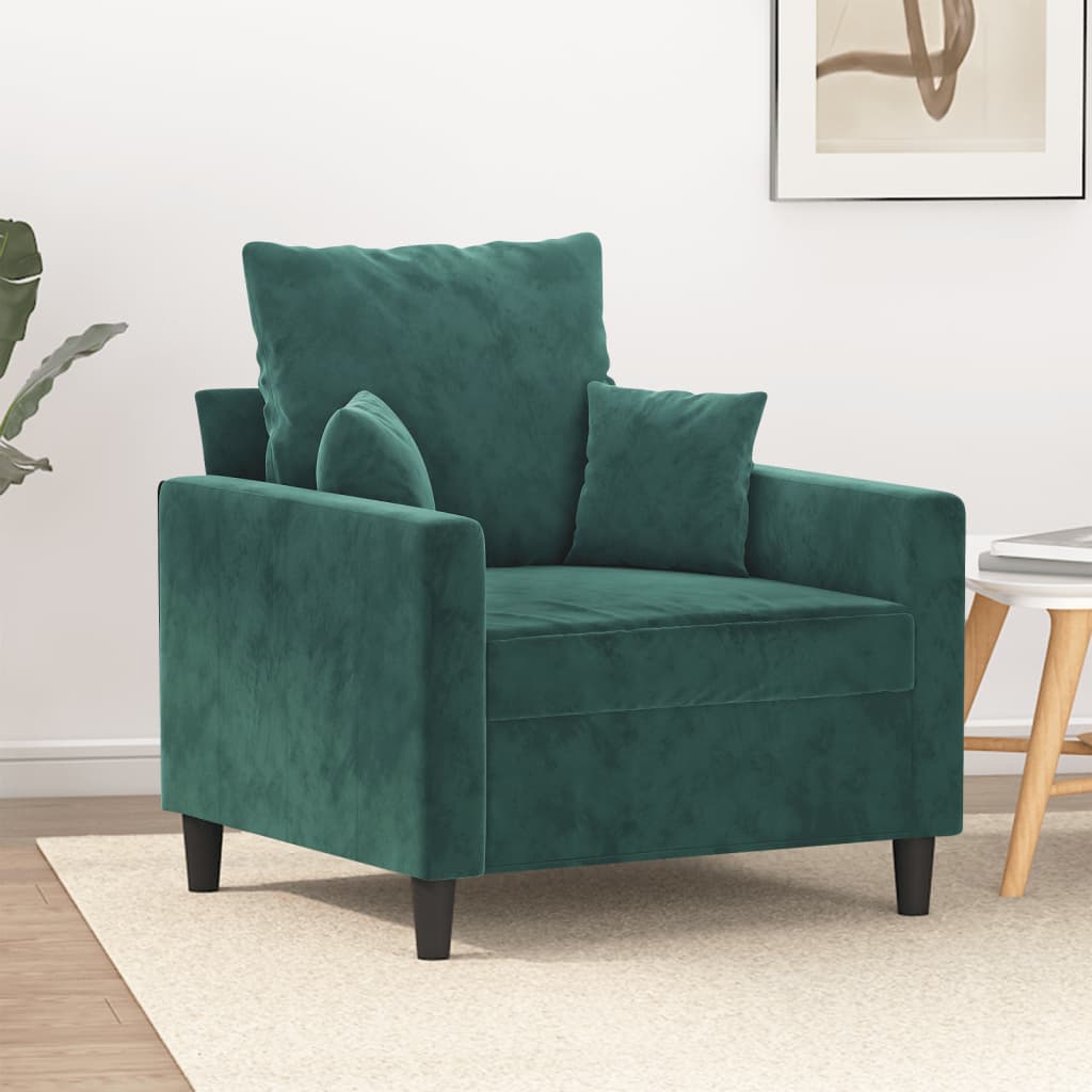 Poltrona Verde Scuro 60 Cm Velluto