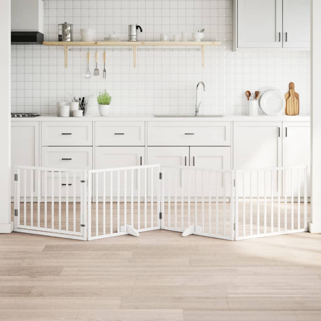 Cancello Cani Porta Pieghevole Bianco 4 Pannelli 320 Cm Pioppo