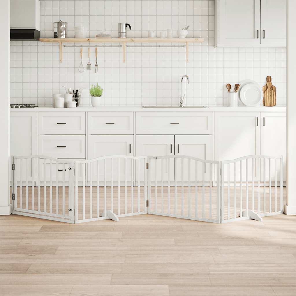 Cancello Cani Porta Pieghevole Bianco 4 Pannelli 320 Cm Pioppo