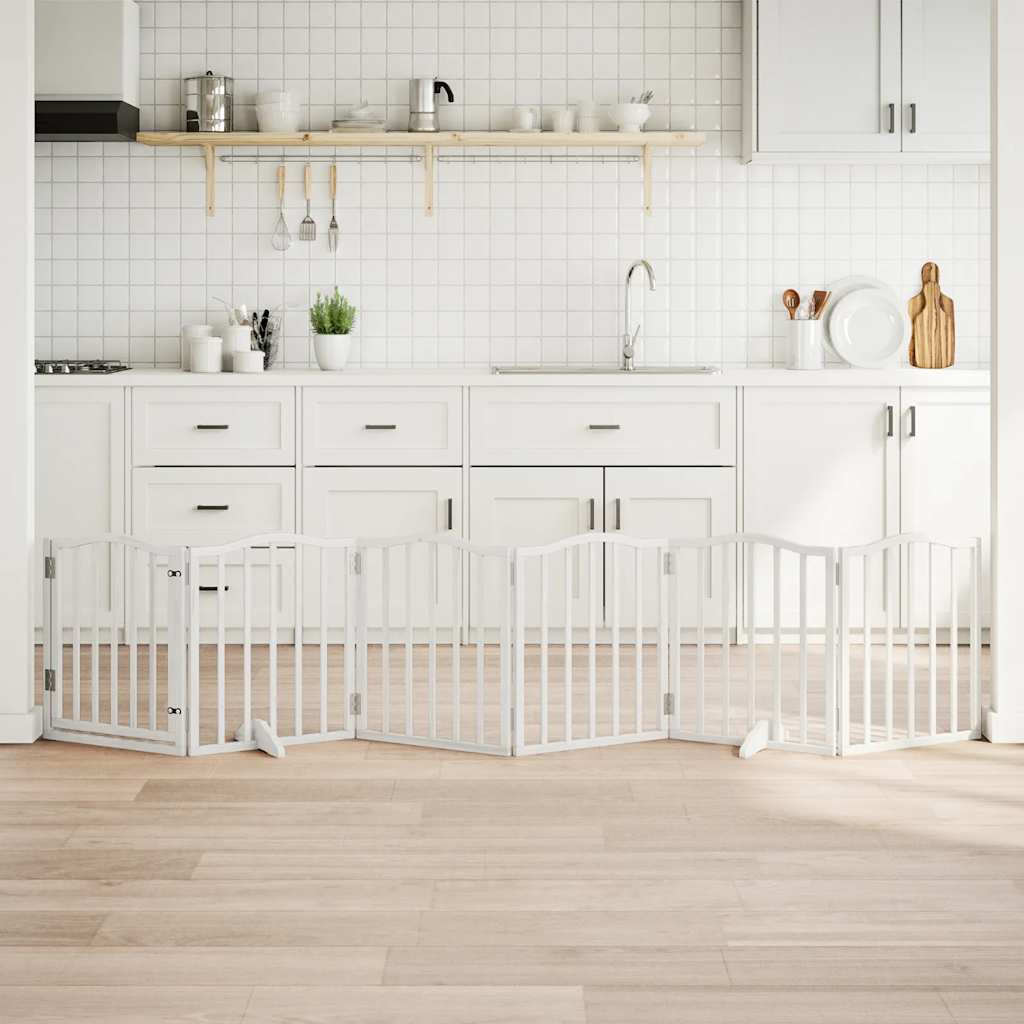 Cancello Cani Porta Pieghevole Bianco 6 Pannelli 300 Cm Pioppo