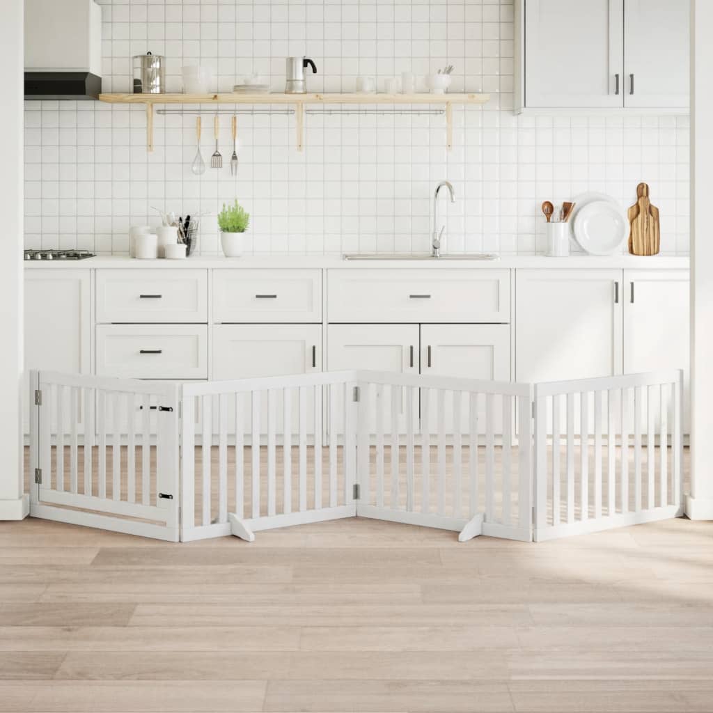 Cancello Cani Porta Pieghevole Bianco 4 Pannelli 320 Cm Pioppo