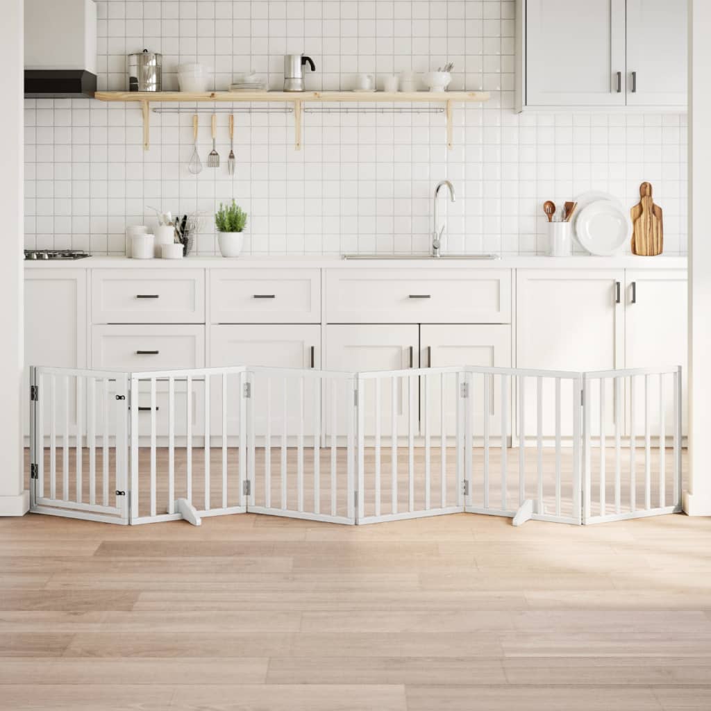 Cancello Cani Porta Pieghevole Bianco 6 Pannelli 300 Cm Pioppo