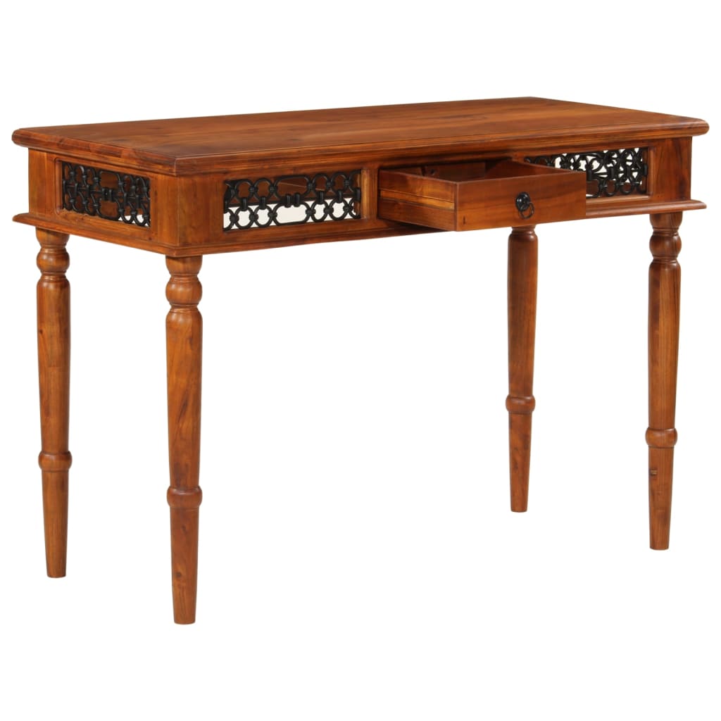 Scrivania Con Cassetto 110x50x76 Cm In Legno Massello Di Acacia