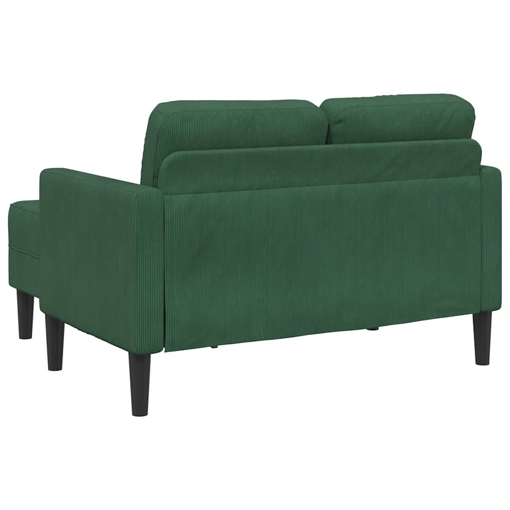 Divano 2 Posti Con Chaise Longue A L Verde Scuro 125 Cm Lino - Image 4