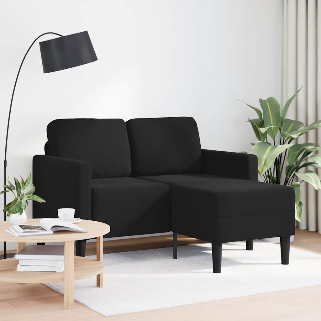 Divano A 2 Posti Con Chaise Longue A L Nero 125 Cm In Velluto