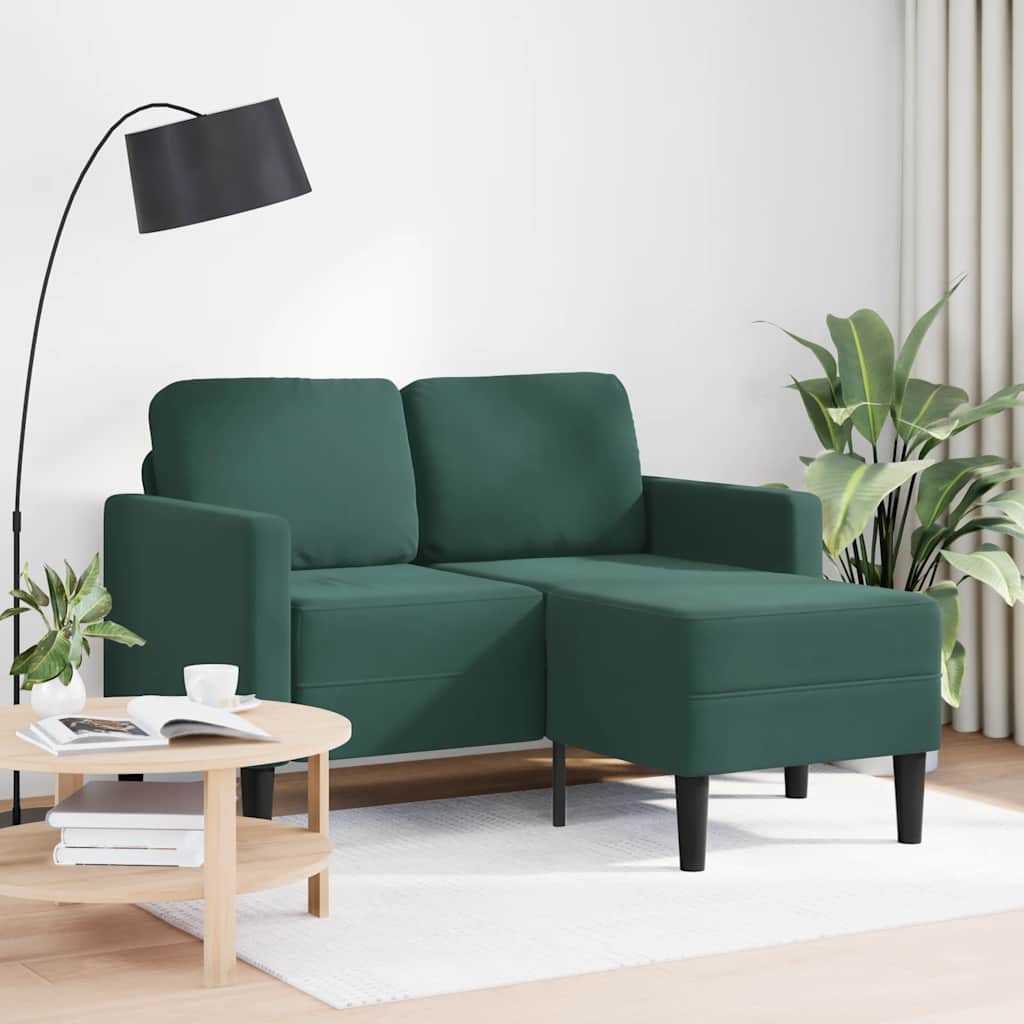 Divano 2 Posti Con Chaise Longue A L Verde Scuro 125 Cm Velluto