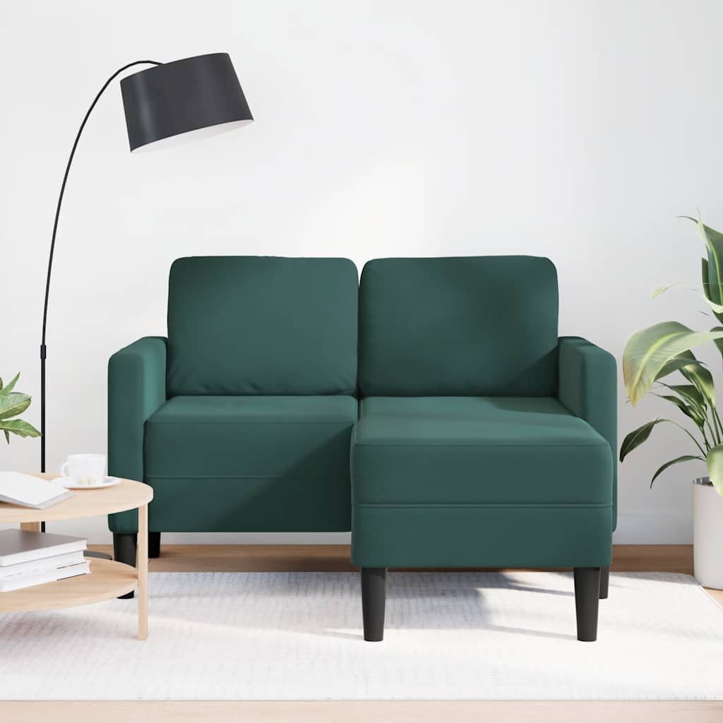Divano 2 Posti Con Chaise Longue A L Verde Scuro 125 Cm Velluto - Image 3