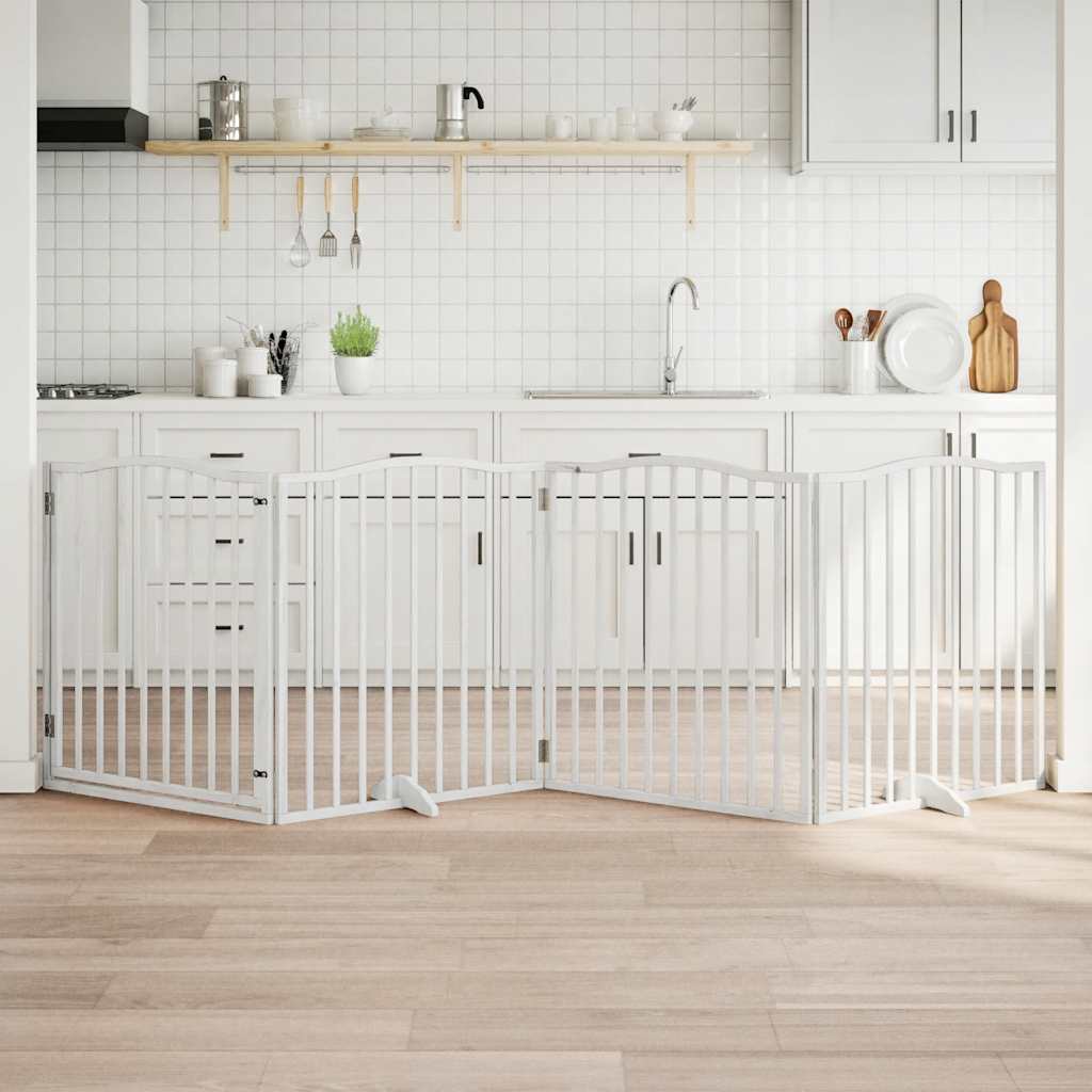 Cancello Cani Porta Pieghevole Bianco 4 Pannelli 320 Cm Pioppo