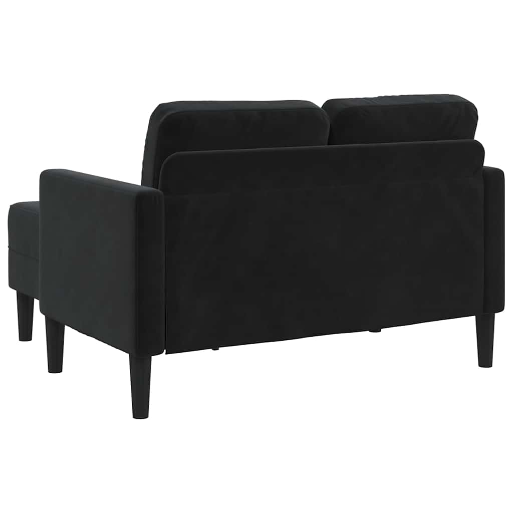 Divano A 2 Posti Con Chaise Longue A L Nero 125 Cm In Velluto - Image 5