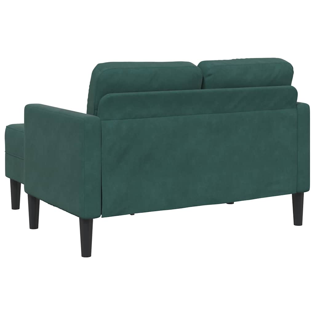 Divano 2 Posti Con Chaise Longue A L Verde Scuro 125 Cm Velluto - Image 5