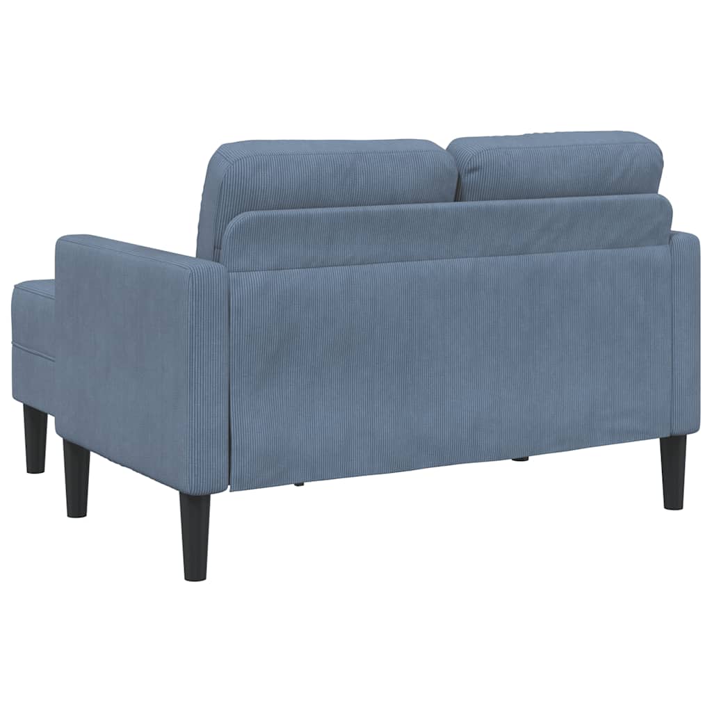 Divano 2 Posti Con Chaise Longue A L Blu 125 Cm In Lino - Image 4