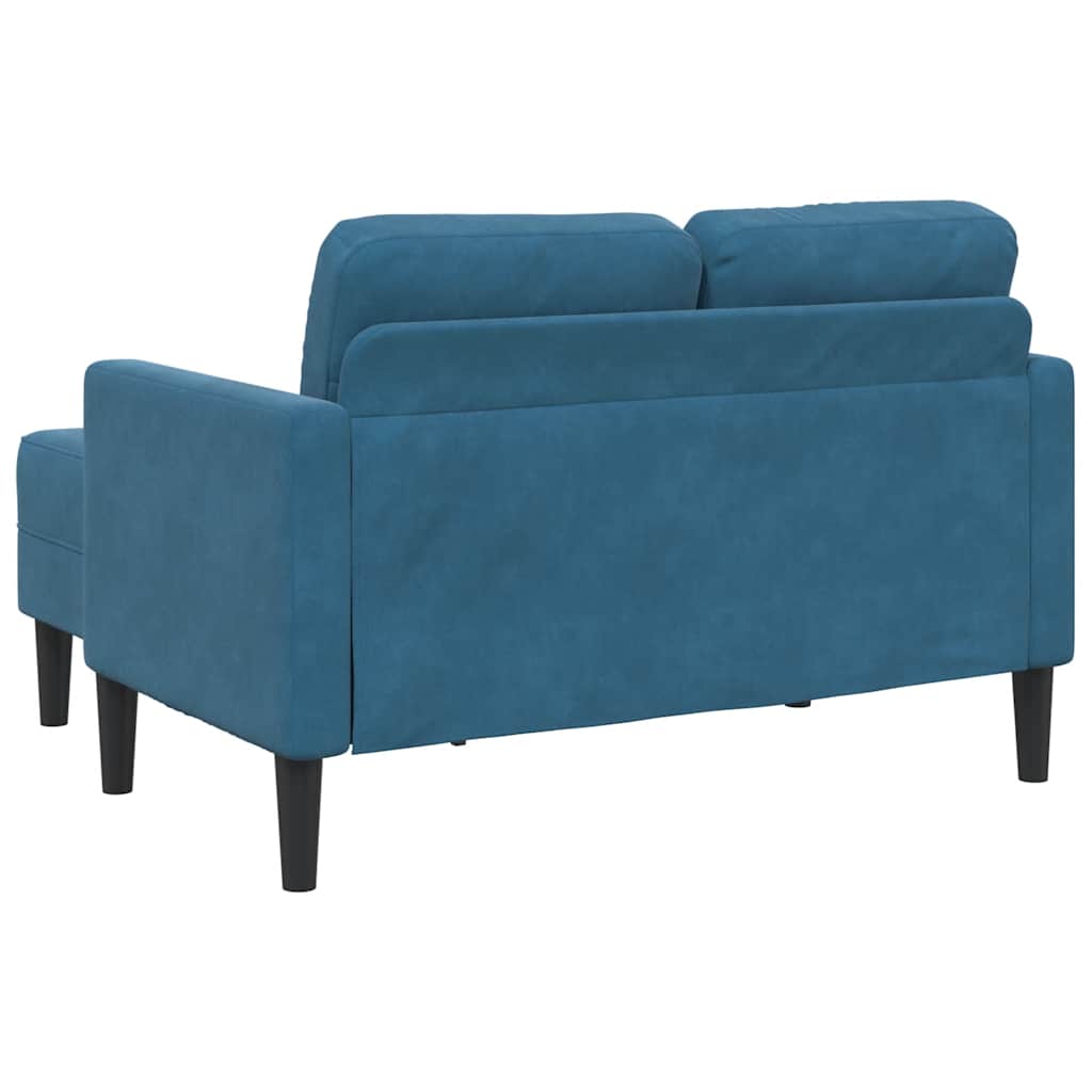 Divano 2 Posti Con Chaise Longue A L Blu 125 Cm In Velluto - Image 5