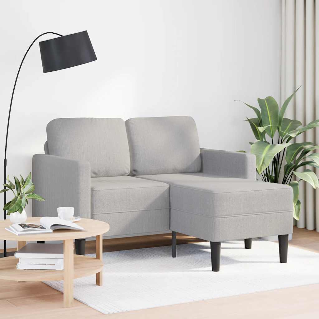 Divano 2 Posti Con Chaise A L Grigio Nuvola 125 Cm In Tessuto